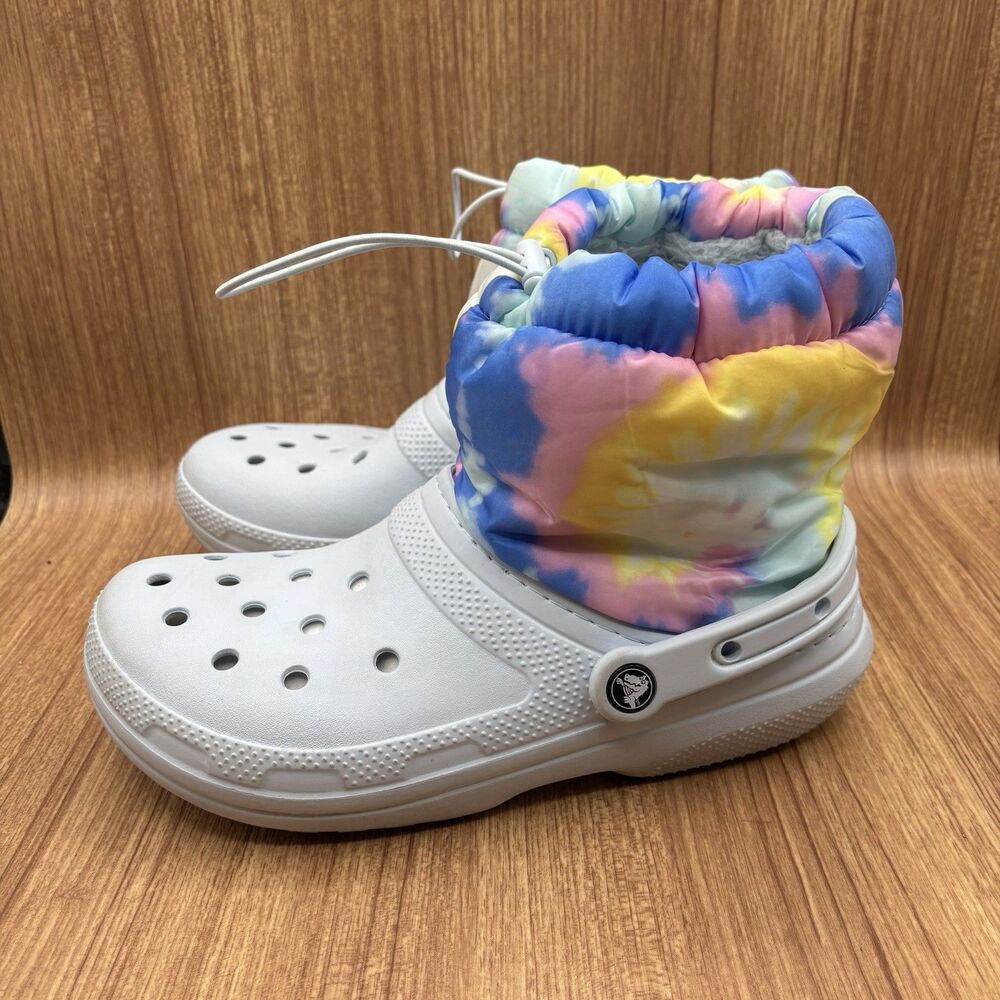 Crocs Boots Neo-Puff Tie Dye Light‎ Blue Fleece Lined Women’s Size 10 Or Men’s 8 - Picture 3 of 9